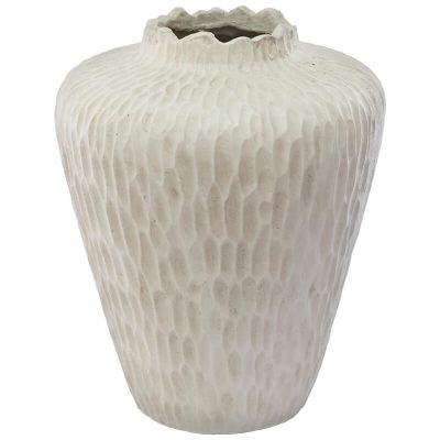 WHITE POMEGRANITE VASE 40X32CM