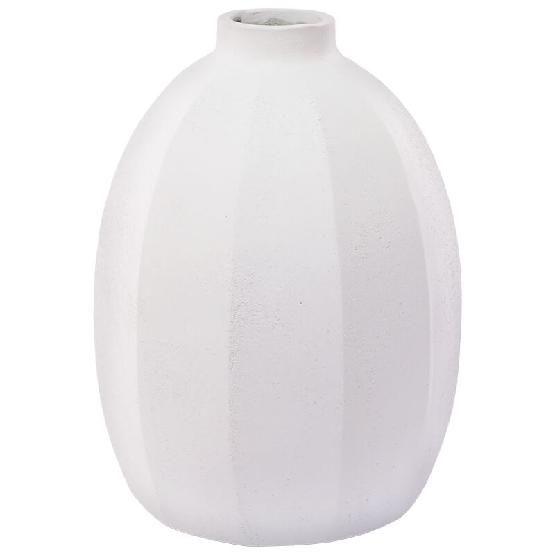 WHITE LINEAR VASE 42X32CM