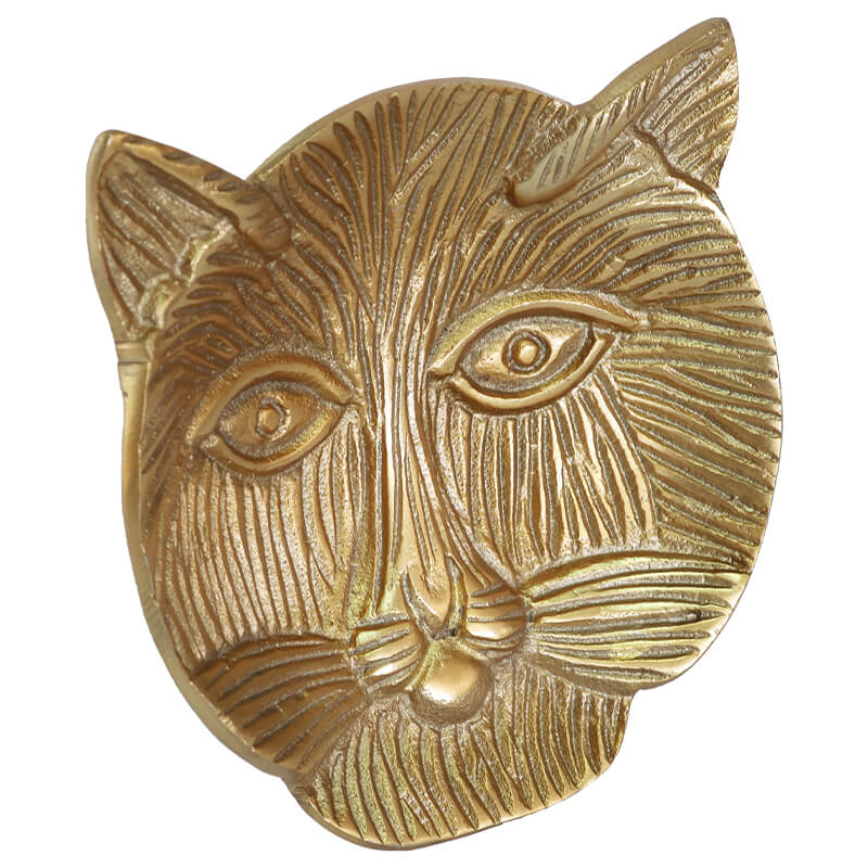 CAT FACE WALL DECOR GOLD 13X1 - Image 2