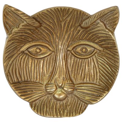 CAT FACE WALL DECOR GOLD 13X1