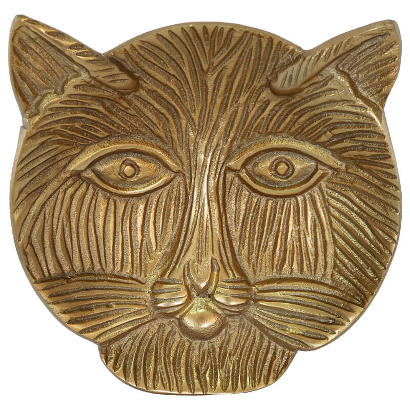CAT FACE WALL DECOR GOLD 13X1