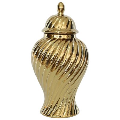 GOLD SWIRL GINGER JAR/LID 40CM