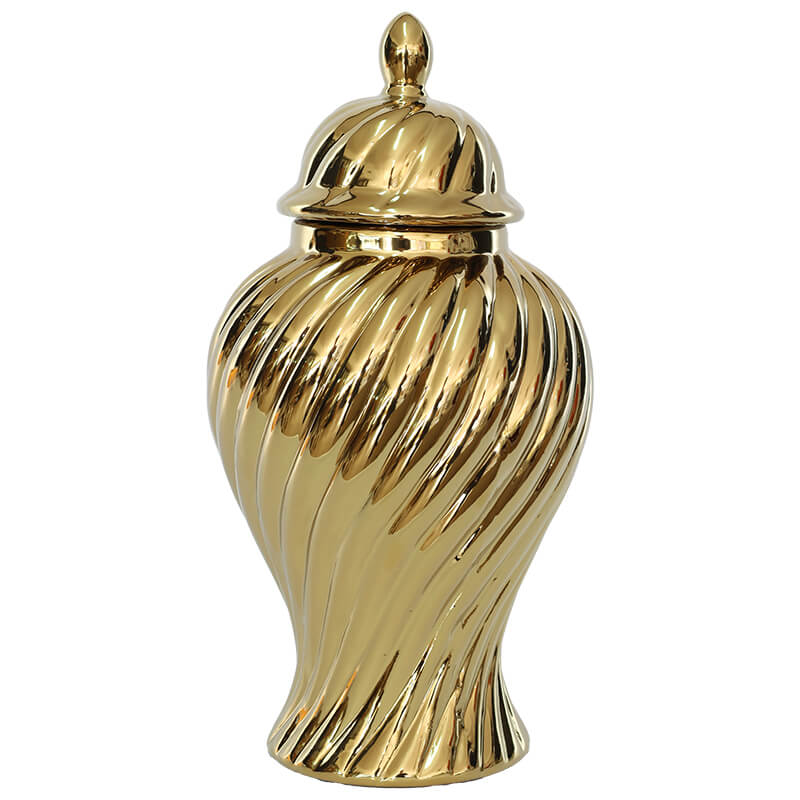GOLD SWIRL GINGER JAR/LID 40CM