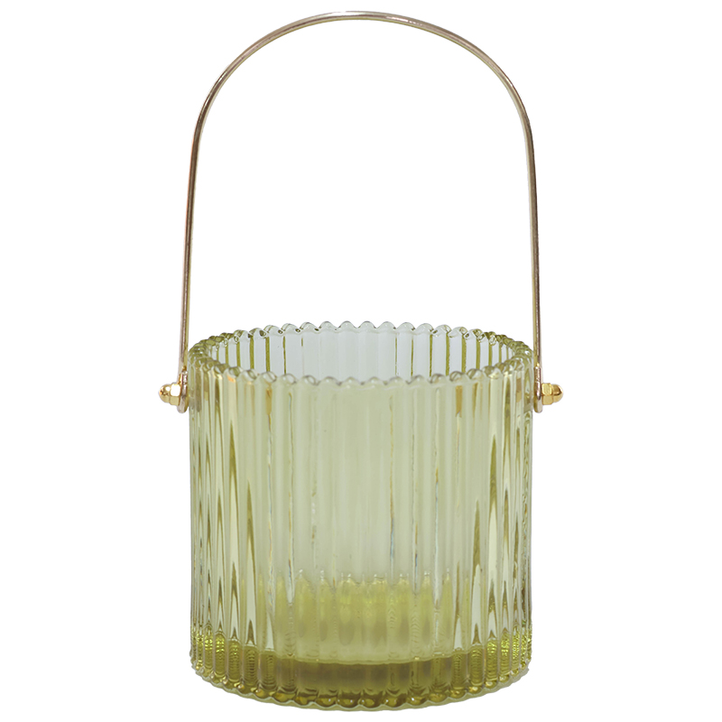 GREEN HANDLED VOTIVE 12CM