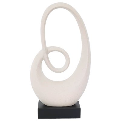 WHITE SCULPTURE BLACK BASE 41CM