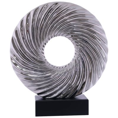 SILVER SCULPTURE BLACK BASE 37CM