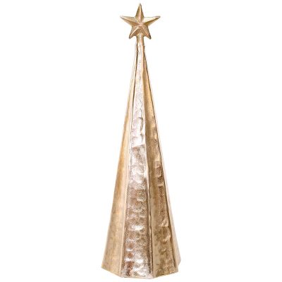 GOLD RIBBED TREE WITH STAR 42CM