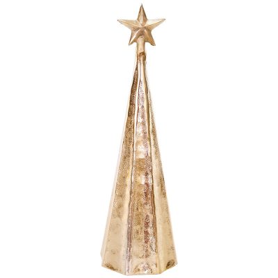 GOLD RIBBED TREE WITH STAR 34CM