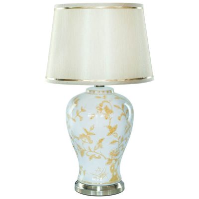 YELLOW FLEUR JAR LAMP BEIGE SHADE 66CM