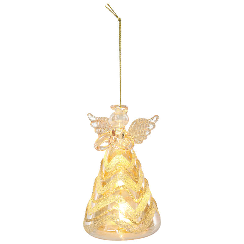 CRYSTAL ANGEL GOLD 12X7CM WITH LED