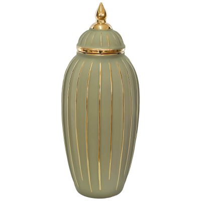 GOLD/SAGE GINGER JAR/LID 45CM