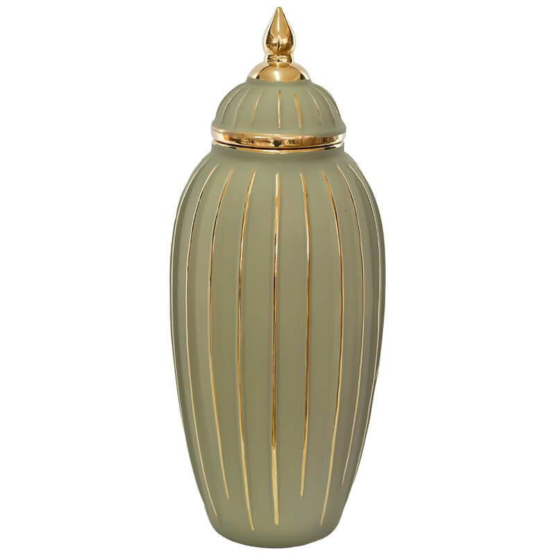 GOLD/SAGE GINGER JAR/LID 45CM