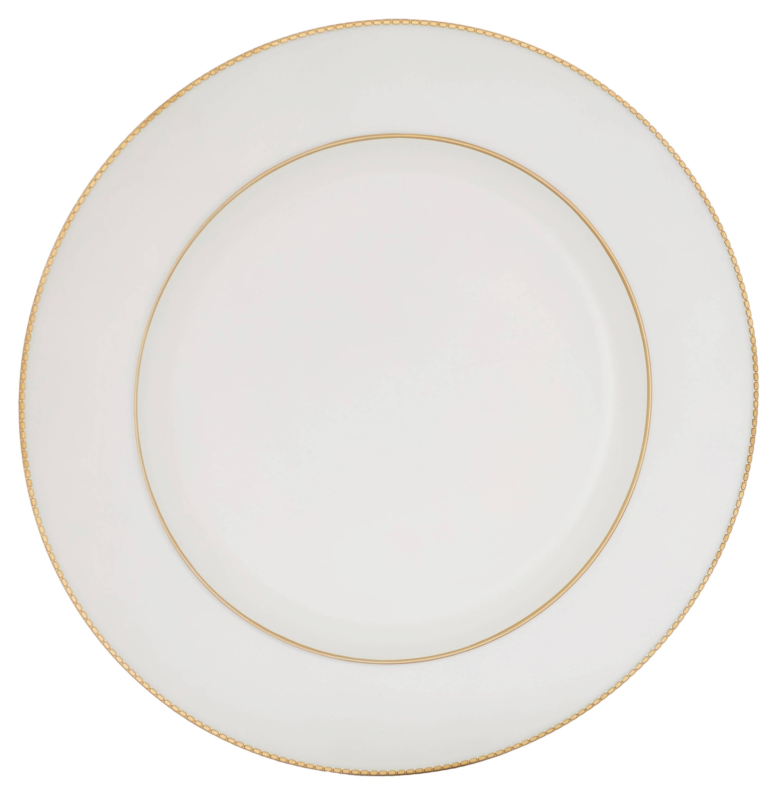 WHITE UNDERPLATE GOLD RIM 33CM
