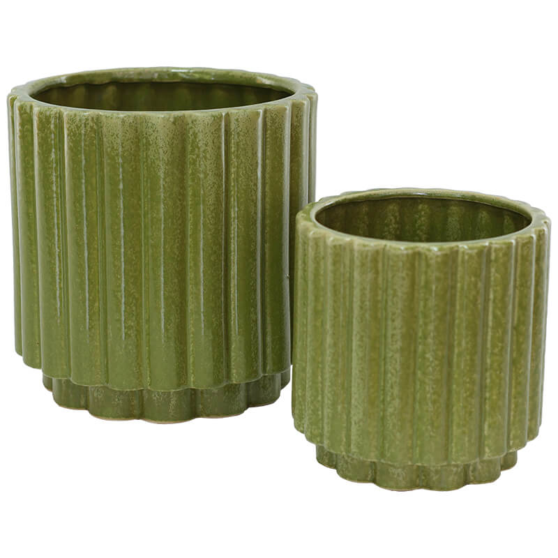 AVOCADO GREEN JAGGED POT 15CM - Image 2