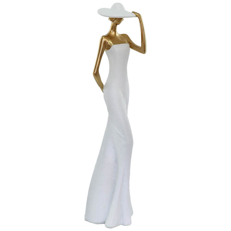 LADY WHITE DRESS HAND ON HAT 39CM - Image 2