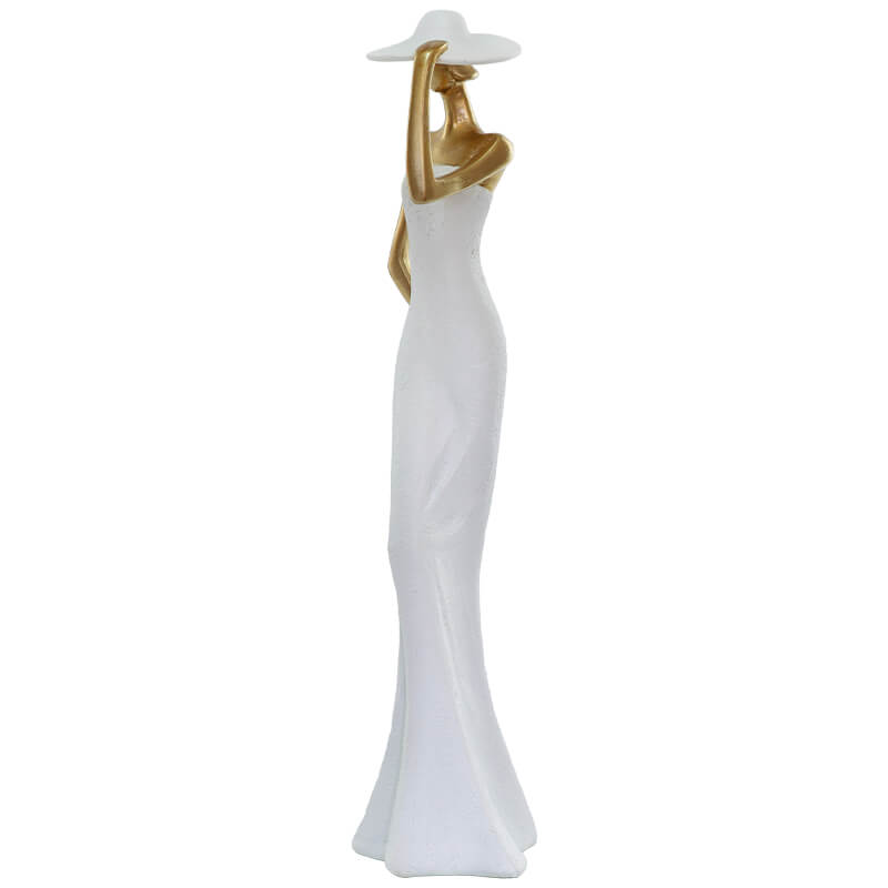 LADY WHITE DRESS HAND ON HAT 39CM - Image 3