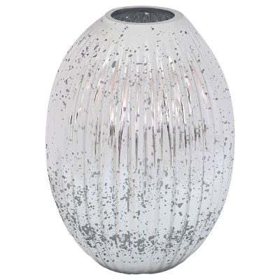 SILVER MERCURY OPTIC VASE 30X10CM