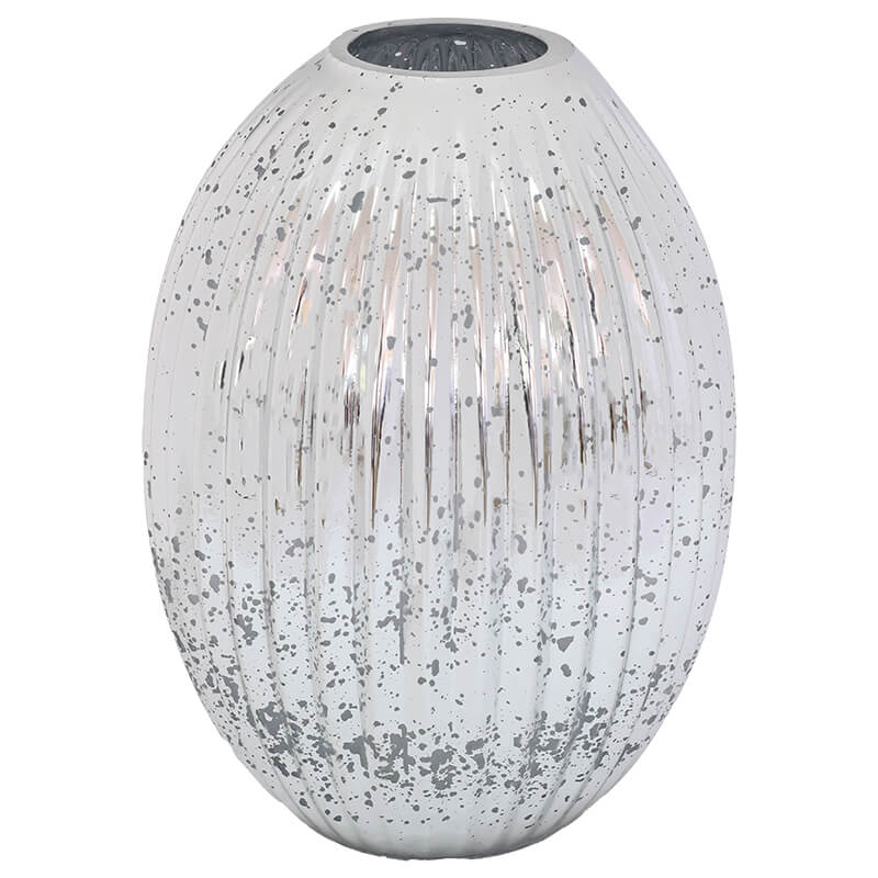 SILVER MERCURY OPTIC VASE 30X10CM