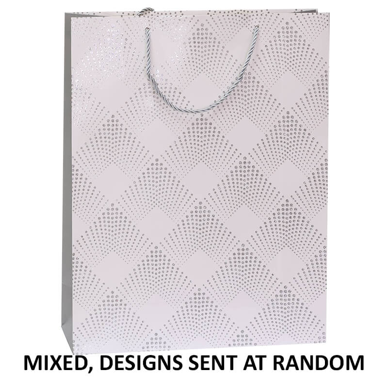 SILVER GEO GIFT BAG MIXED LARGE