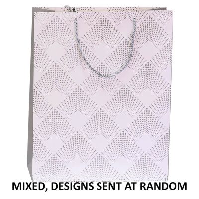 SILVER GEO GIFT BAG MIXED MEDIUM