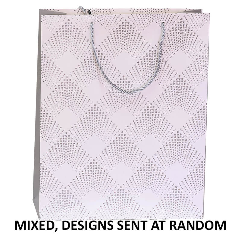 SILVER GEO GIFT BAG MIXED MEDIUM