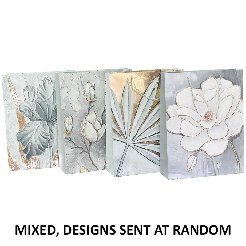 GREY FLORAL GIFT BAG MIXED LARGE - Image 2
