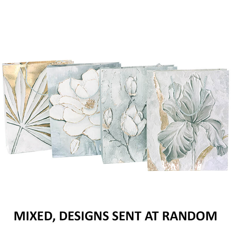 GREY FLORAL GIFT BAG MIXED MEDIUM - Image 2