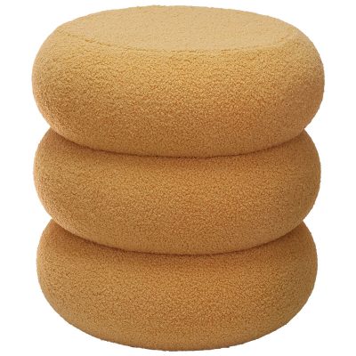 YELLOW FUZZ OTTOMAN 40X38CM