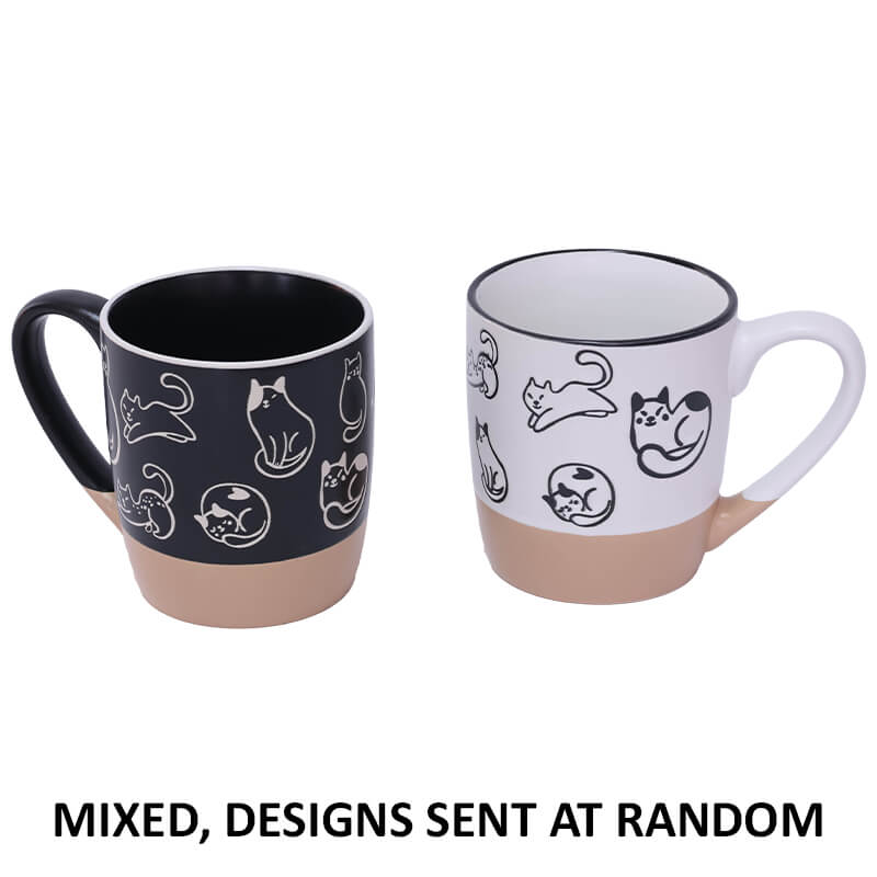 BLACK/WHITE CAT COFFEE MUGS MIXED