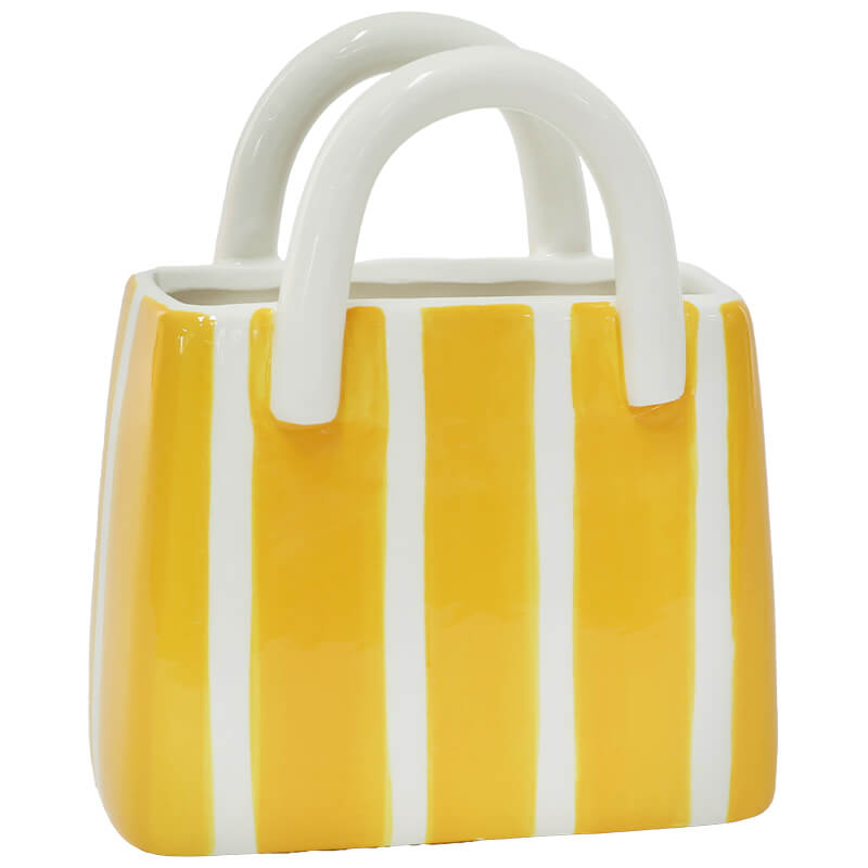 YELLOW STRIPE BAG VASE 18CM - Image 3