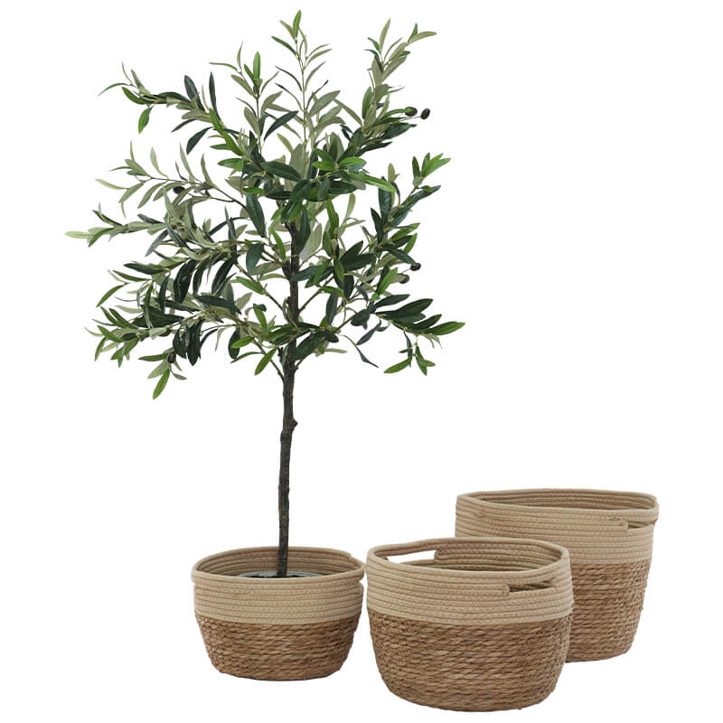 WOVEN DECOR BASKET SET/3 BEIGE - Image 2
