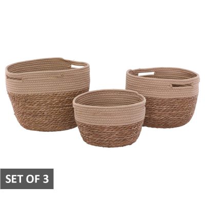 WOVEN DECOR BASKET SET/3 BEIGE