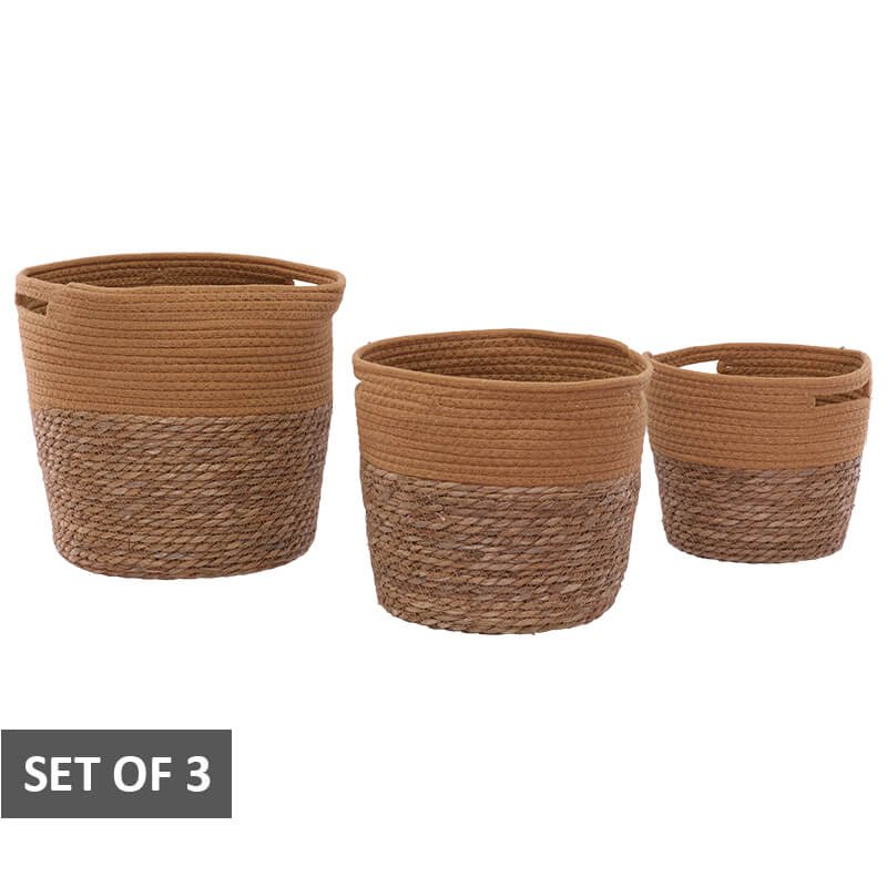 WOVEN DECOR BASKET SET/3 YELLOW