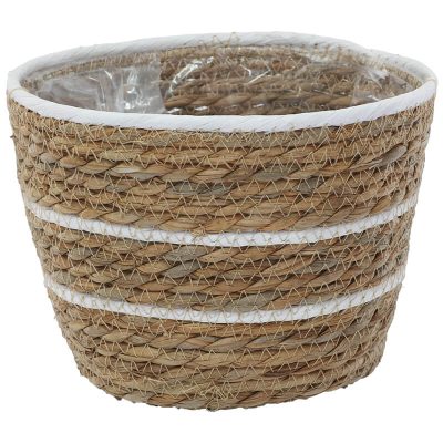 WOVEN DECOR BASKET WHITE STRIPE