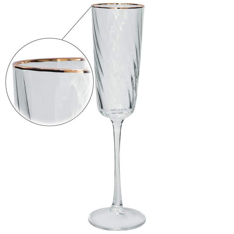 OPTIC SWIRL GOLD RIM FLUTE 200ML - Image 2