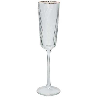 OPTIC SWIRL GOLD RIM FLUTE 200ML