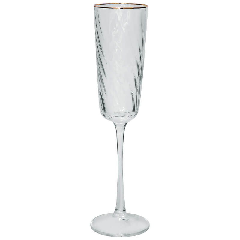 OPTIC SWIRL GOLD RIM FLUTE 200ML