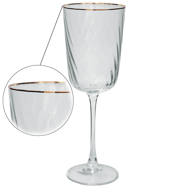 OPTIC SWIRL GOLD RIM WINE 420ML - Image 2