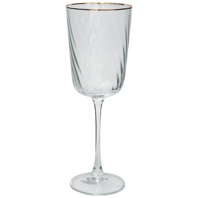 OPTIC SWIRL GOLD RIM WINE 420ML