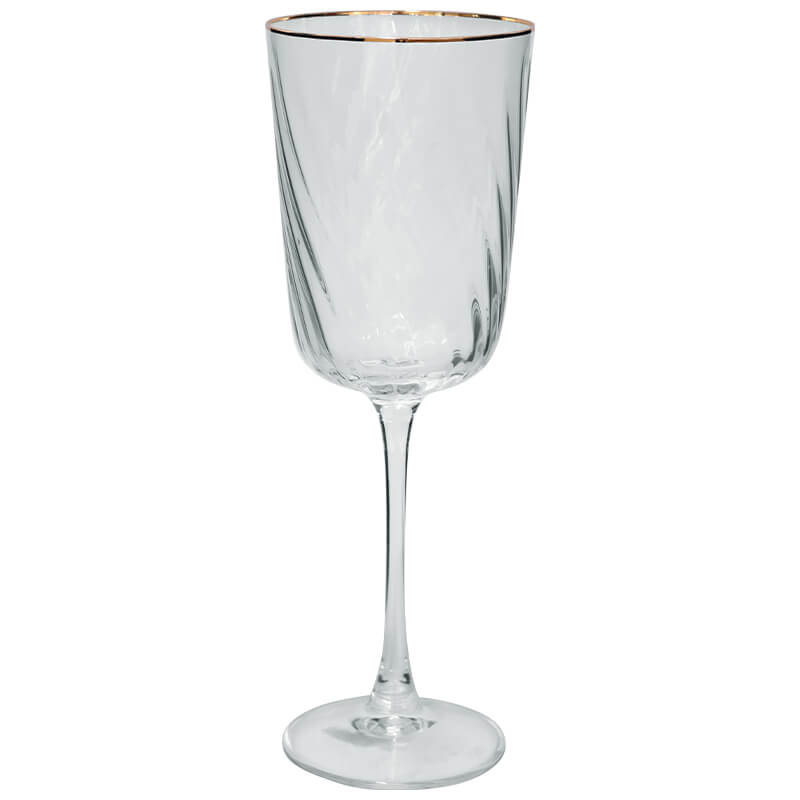 OPTIC SWIRL GOLD RIM WINE 420ML